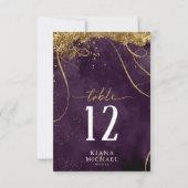 Fine Lines Gold Abstract Wedding Plum ID867 Kaart (Voorkant)