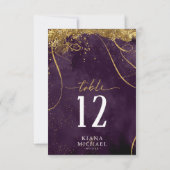 Fine Lines Gold Abstract Wedding Plum ID867 Kaart (Achterkant)
