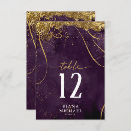 Fine Lines Gold Abstract Wedding Plum ID867 Kaart