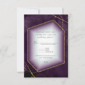 Fine Lines Gold Abstract Wedding Plum ID867 RSVP Kaartje (Voorkant)