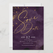 Fine Lines Gold Abstract Wedding Plum ID867 Save The Date (Voorkant)