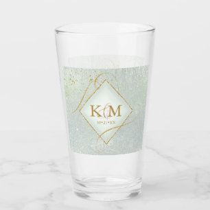 Fine Lines Gold Abstract Wedding Sage Green ID867 Glas