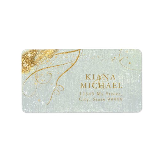Fine Lines Gold Abstract Wedding Sage ID867 Etiket (Voorkant)