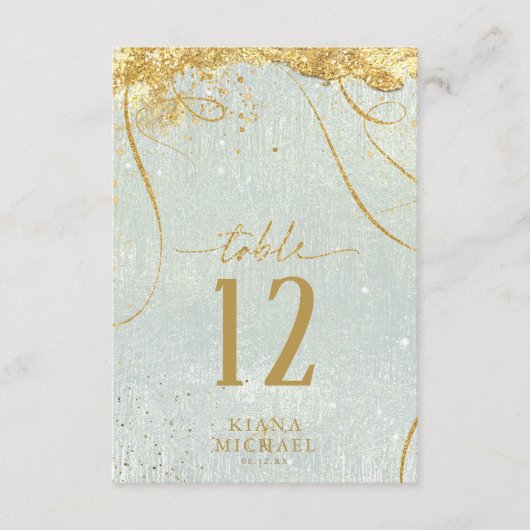 Fine Lines Gold Abstract Wedding Sage ID867 Kaart (Voorkant)