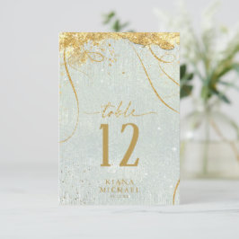 Fine Lines Gold Abstract Wedding Sage ID867 Kaart
