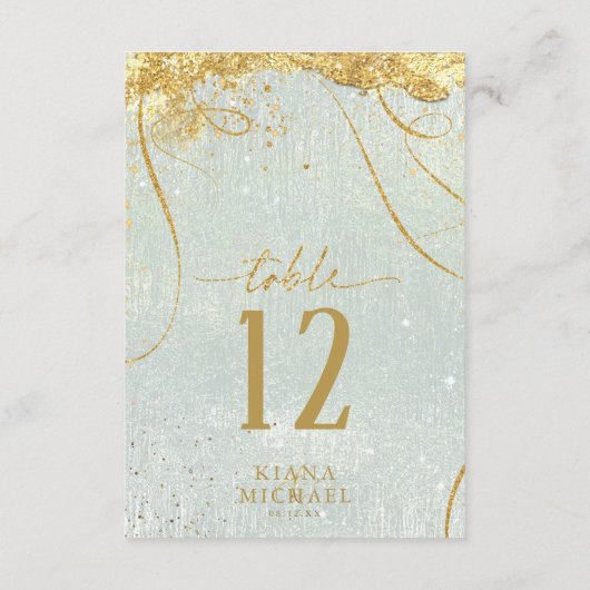 Fine Lines Gold Abstract Wedding Sage ID867 Kaart (Achterkant)