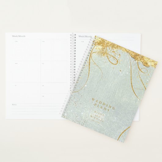 Fine Lines Gold Abstract Wedding Sage ID867 Planner (Display)