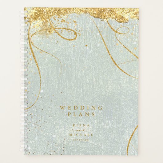 Fine Lines Gold Abstract Wedding Sage ID867 Planner (Voorkant)