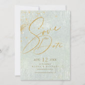 Fine Lines Gold Abstract Wedding Sage ID867 Save The Date (Voorkant)