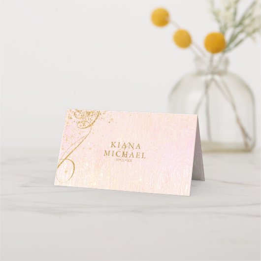 Fine Lines Gold Abstract Wedding Table B ID867 Plaatskaartje (Achterkant)