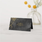 Fine Lines Gold Abstract Wedding Table Bk ID867 Plaatskaartje (Achterkant)