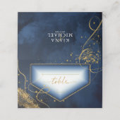 Fine Lines Gold Abstract Wedding Table Navy ID867 Plaatskaartje (Buitenkant ongevouwen)