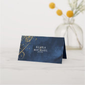 Fine Lines Gold Abstract Wedding Table Navy ID867 Plaatskaartje (Achterkant)