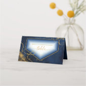 Fine Lines Gold Abstract Wedding Table Navy ID867 Plaatskaartje (Voorkant)