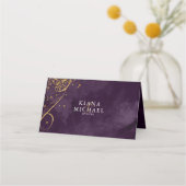 Fine Lines Gold Abstract Wedding Table Plum ID867 Plaatskaartje (Achterkant)