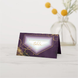 Fine Lines Gold Abstract Wedding Table Plum ID867 Plaatskaartje