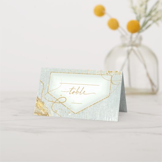 Fine Lines Gold Abstract Wedding Table Sg ID867 Plaatskaartje (Voorkant)