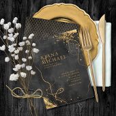 Fine Lines Gold Abstract Wedding V1 Black ID867