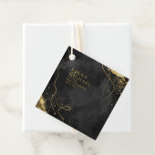 Fine Lines Gold Abstract Wedding V1 Black ID867 Bedankjes Labels (In situ)