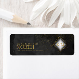 Fine Lines Gold Abstract Wedding V1 Black ID867 Etiket
