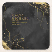 Fine Lines Gold Abstract Wedding V1 Black ID867 Kartonnen Onderzetters (Voorkant)