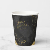 Fine Lines Gold Abstract Wedding V1 Black ID867 Papieren Bekers (Achterkant)