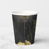 Fine Lines Gold Abstract Wedding V1 Black ID867 Papieren Bekers (Rechts)