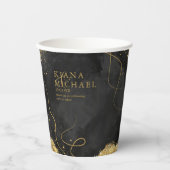 Fine Lines Gold Abstract Wedding V1 Black ID867 Papieren Bekers (Voorkant)