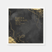 Fine Lines Gold Abstract Wedding V1 Black ID867 Servet (Voorkant)
