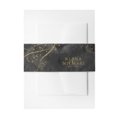 Fine Lines Gold Abstract Wedding V1 Black ID867 Uitnodigingen Wikkel (Voorkant Voorbeeld)