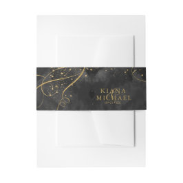 Fine Lines Gold Abstract Wedding V1 Black ID867 Uitnodigingen Wikkel