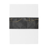 Fine Lines Gold Abstract Wedding V1 Black ID867 Uitnodigingen Wikkel (Achterkant Voorbeeld)
