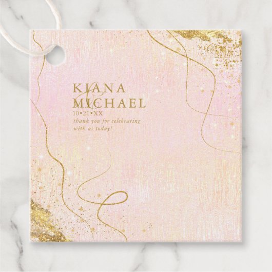 Fine Lines Gold Abstract Wedding V1 Blush ID867 Bedankjes Labels (Voorkant)
