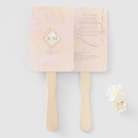 Fine Lines Gold Abstract Wedding V1 Blush ID867 Handwaaier (Voorkant en achterkant)