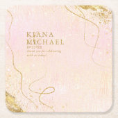 Fine Lines Gold Abstract Wedding V1 Blush ID867 Kartonnen Onderzetters (Voorkant)