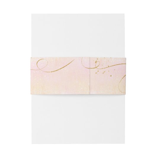 Fine Lines Gold Abstract Wedding V1 Blush ID867 Uitnodigingen Wikkel (Achterkant Voorbeeld)