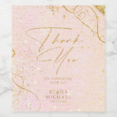Fine Lines Gold Abstract Wedding V1 Blush ID867 Wijn Etiket (Enkel label)