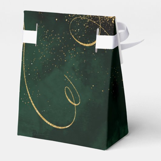 Fine Lines Gold Abstract Wedding V1 Emerald ID867 Bedankdoosjes (Achterkant)