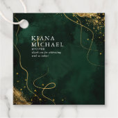 Fine Lines Gold Abstract Wedding V1 Emerald ID867 Bedankjes Labels (Voorkant)