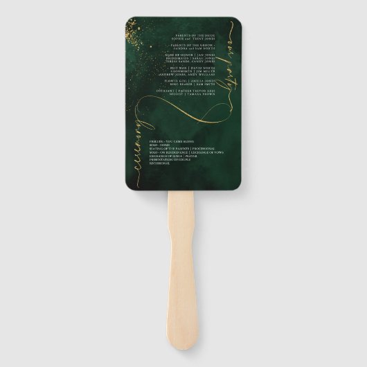 Fine Lines Gold Abstract Wedding V1 Emerald ID867 Handwaaier (Achterkant)