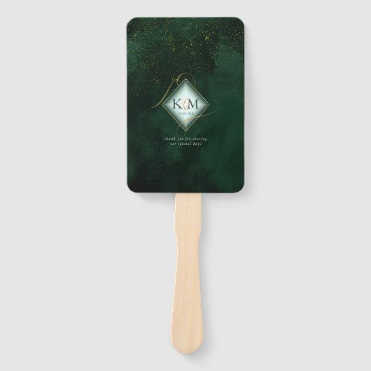 Fine Lines Gold Abstract Wedding V1 Emerald ID867 Handwaaier (Voorkant)