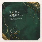 Fine Lines Gold Abstract Wedding V1 Emerald ID867 Kartonnen Onderzetters (Voorkant)