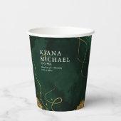 Fine Lines Gold Abstract Wedding V1 Emerald ID867 Papieren Bekers (Achterkant)