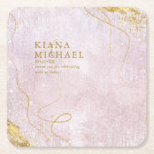 Fine Lines Gold Abstract Wedding V1 Mauve ID867 Kartonnen Onderzetters (Voorkant)