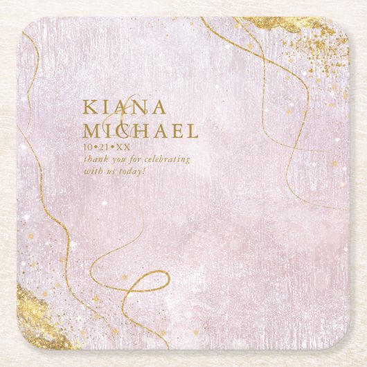 Fine Lines Gold Abstract Wedding V1 Mauve ID867 Kartonnen Onderzetters (Voorkant)