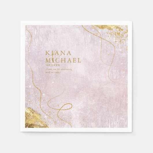 Fine Lines Gold Abstract Wedding V1 Mauve ID867 Servet (Voorkant)