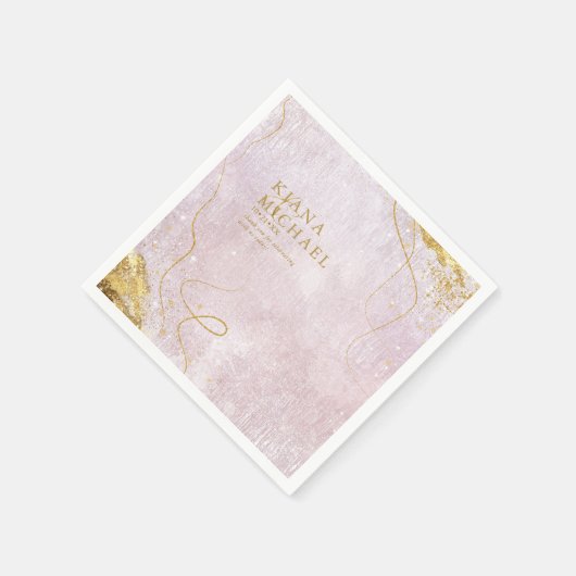 Fine Lines Gold Abstract Wedding V1 Mauve ID867 Servet (Hoek)