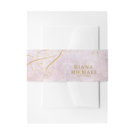 Fine Lines Gold Abstract Wedding V1 Mauve ID867 Uitnodigingen Wikkel