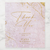 Fine Lines Gold Abstract Wedding V1 Mauve ID867 Wijn Etiket (Enkel label)