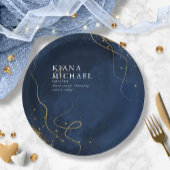 Fine Lines Gold Abstract Wedding V1 Navy ID867 Papieren Bordje